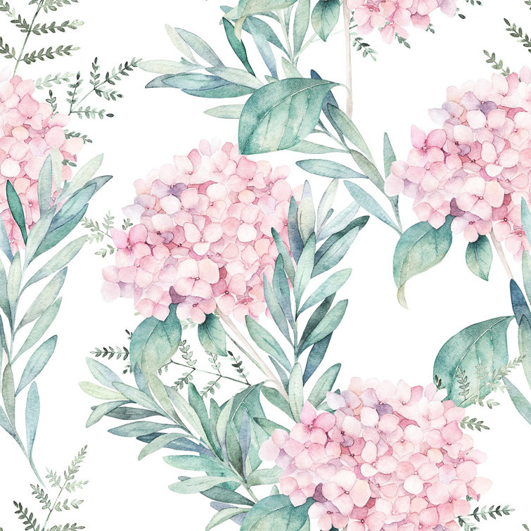 Red Barrel Studio® White Wallpaper With Pink Flowers Wayfair Canada